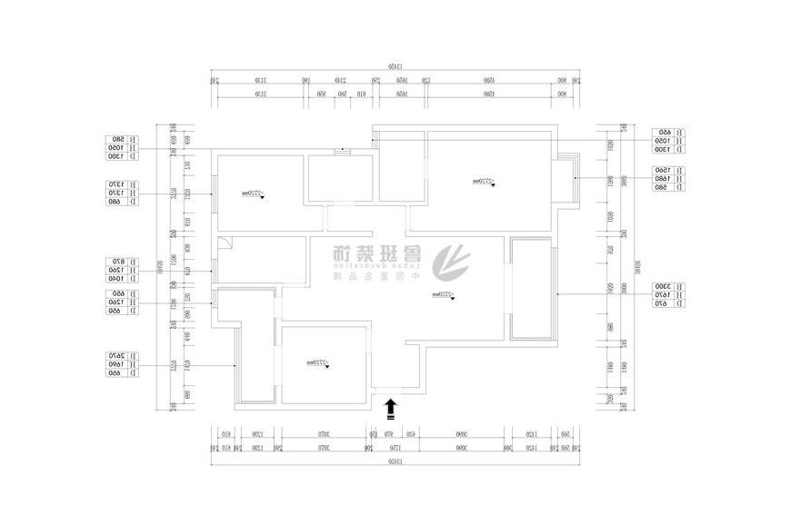 华润24城三居室118平米北欧风格效果图-威尼斯真人官方装饰设计师张沛沛主笔,北欧风格效果图,原始户型图